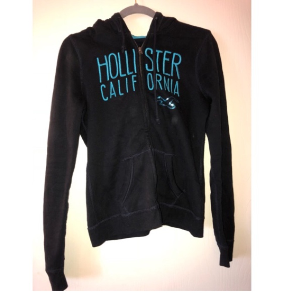 Black w/ blue writing Hollister zipup